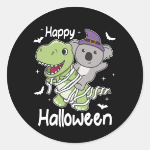 Koala Happy Halloween T-rex Mummy Costume Classic Round Sticker