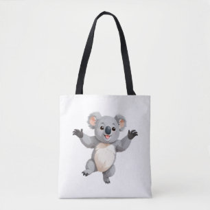 Koala Happy Playful Fun Jumping In The Air Forest Tote Bag