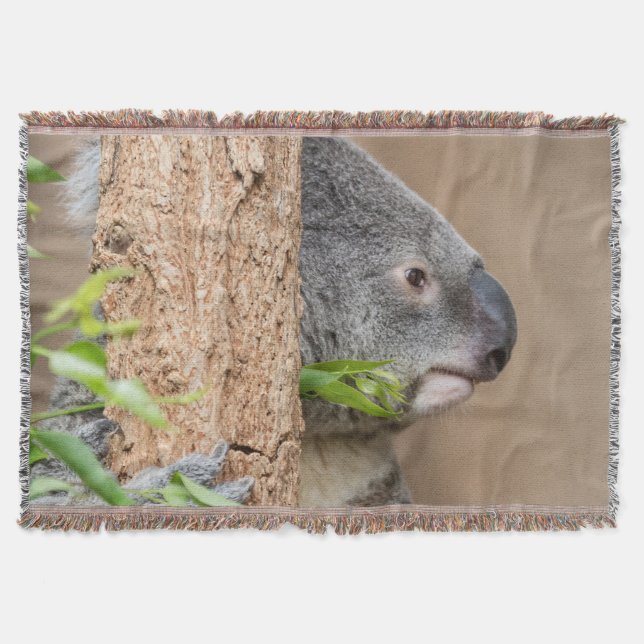 Koala headshot throw blanket (Front)