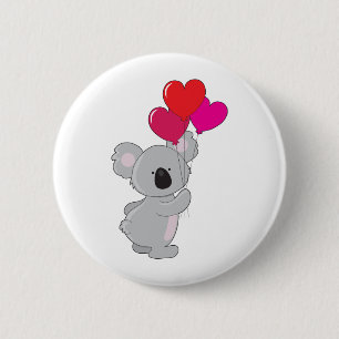 Koala Heart Balloons 6 Cm Round Badge