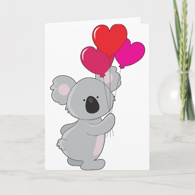 Koala Heart Balloons Card (Front)