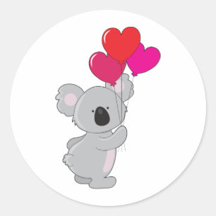 Koala Heart Balloons Classic Round Sticker