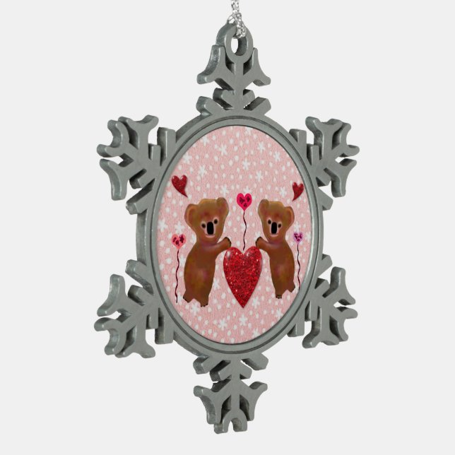 Koala Hearts Snowflake Ornament (Left)
