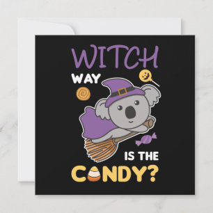 Koala Hexe Witch Way Is The Candy Happy Halloween Invitation