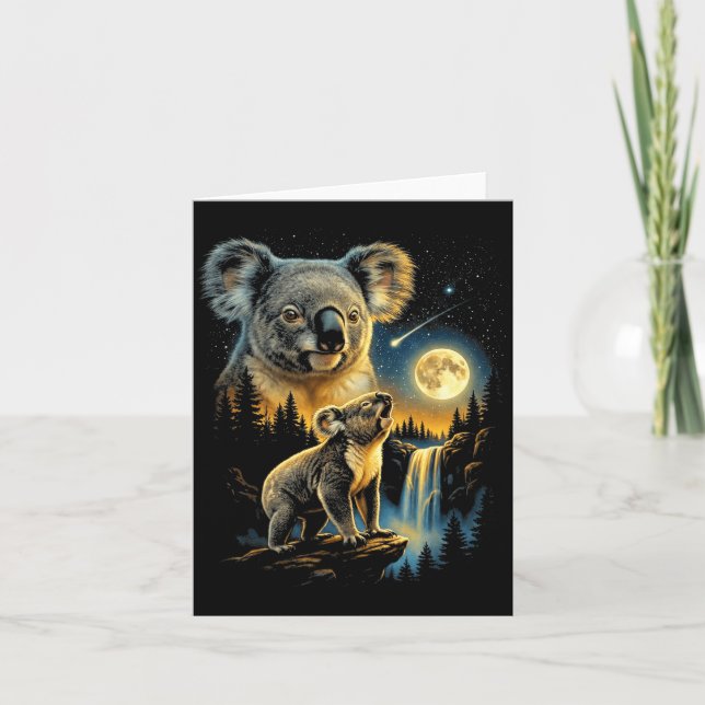 Koala howling to the moon meme funny 90's koala card (Front)