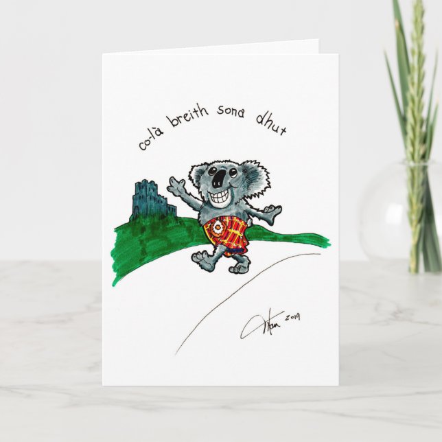 Koala in a Kilt birthday card (Front)