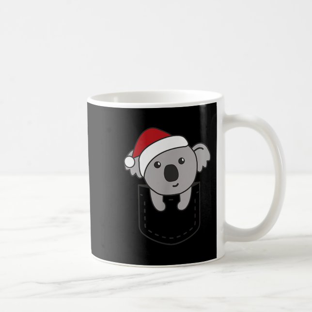 Koala In Cket Christmas Cute Koala In Breast Cket  Coffee Mug (Right)