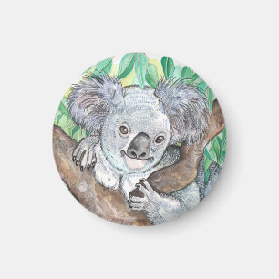 Koala in Eucalyptus Tree Painting Magnet