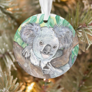 Koala in Eucalyptus Tree Painting Ornament