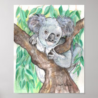 Koala in Eucalyptus Tree Painting