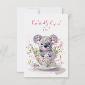 Koala in Floral Teacup Thank You Card
