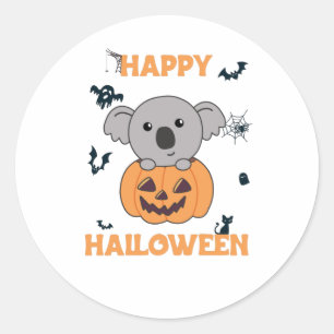 Koala In Pumpkin Sweet Koalas Happy Halloween Classic Round Sticker
