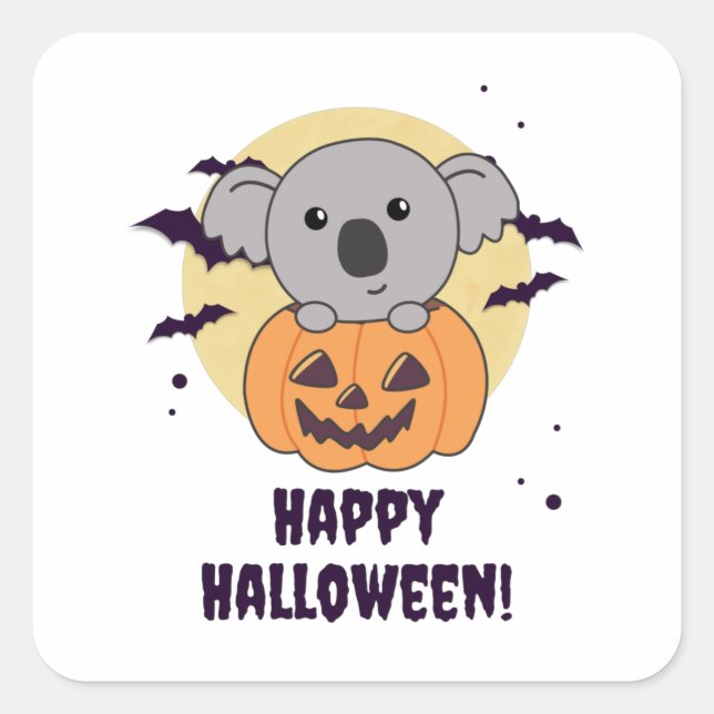 Koala In Pumpkin Sweet Koalas Happy Halloween Square Sticker (Front)