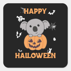 Koala In Pumpkin Sweet Koalas Happy Halloween Square Sticker
