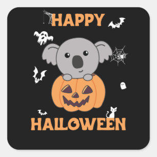 Koala In Pumpkin Sweet Koalas Happy Halloween Square Sticker
