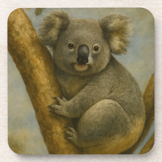 Koala in Quiet Light Coaster (Front)