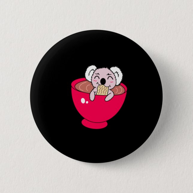 Koala in Ramen  6 Cm Round Badge (Front)