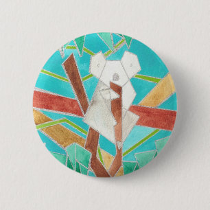 Koala in Tree Original Abstract Art 6 Cm Round Badge
