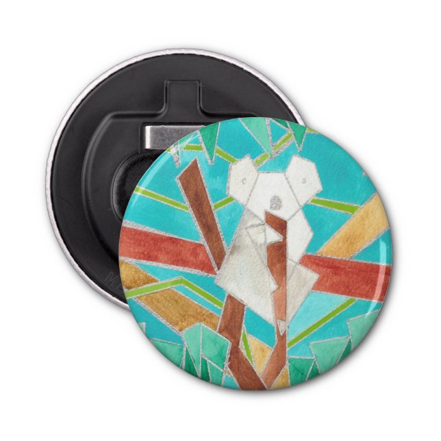 Koala in Tree Original Abstract Art Bottle Opener (Front)