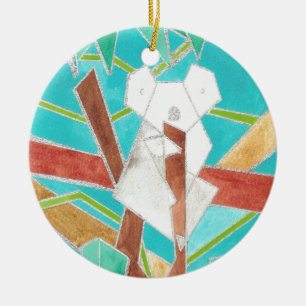 Koala in Tree Original Abstract Art Ceramic Ornament