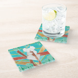 Koala in Tree Original Abstract Art Glass Coaster