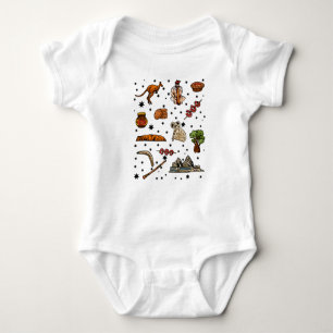Koala Kangaroo Australia Day Pattern Baby Bodysuit
