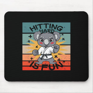 Koala Karate Martial Arts Cartoon Energetic Humoro Mouse Pad