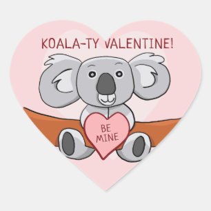 Koala Koality Be Mine Valentine Heart Sticker