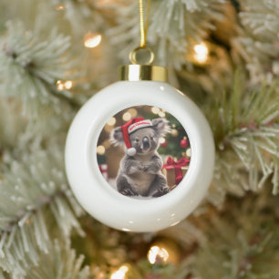 "Koala Kris Kringle: Christmas Down Under" Ceramic Ball Christmas Ornament