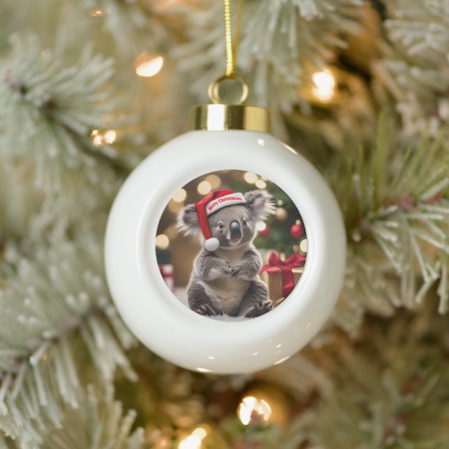 "Koala Kris Kringle: Christmas Down Under" Ceramic Ball Christmas Ornament (Tree)