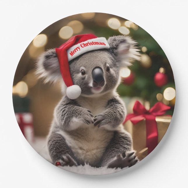 "Koala Kris Kringle: Christmas Down Under" Paper Plate (Front)