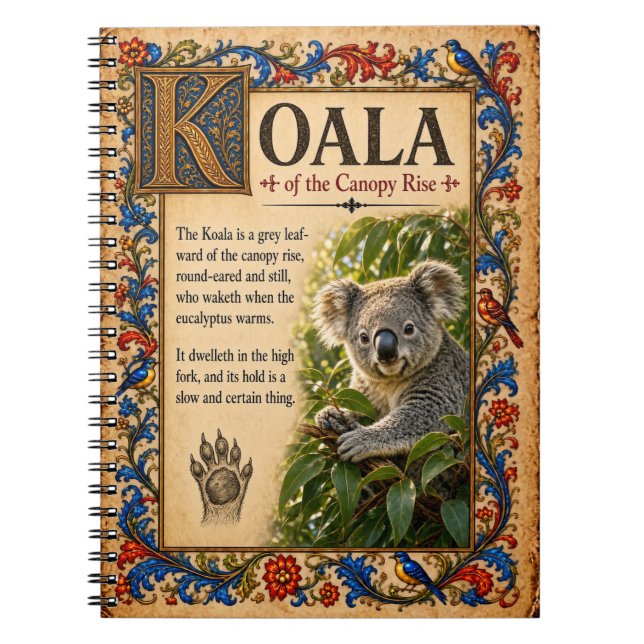 Koala, Mediaeval Bestiary Art Notebook (Front)