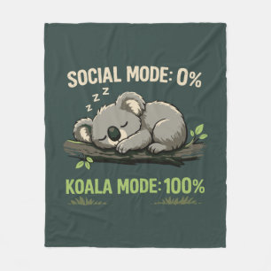 Koala Mode Funny Introvert Fleece Blanket