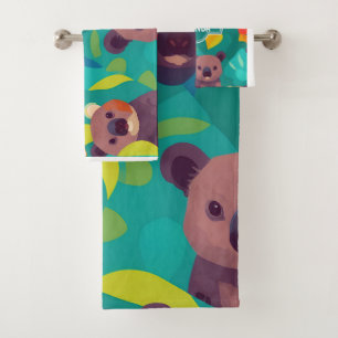 Koala Mosaic Colourful Personalised Pattern Bath Towel Set