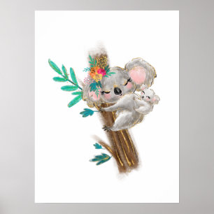 Koala Mother And Baby Poster