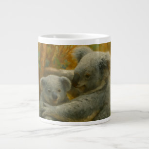 Koala Mother and Joey in Autumn Canopy Large Coffee Mug