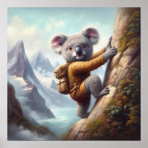 Koala Mountain Climbing Poster
