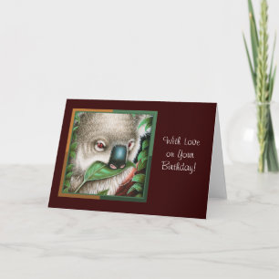 Koala Munching a Leaf Birthday Card