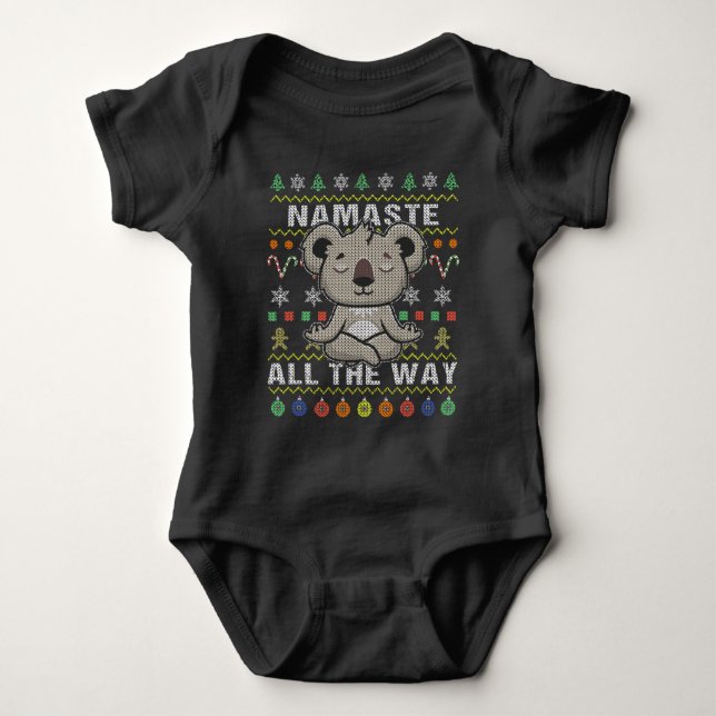 Koala Namaste All The Way Ugly Christmas Baby Bodysuit (Front)