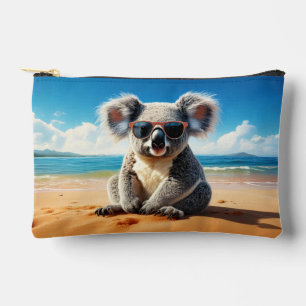 Koala on a sandy beach accessory pouch