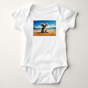 Koala on a sandy beach baby bodysuit