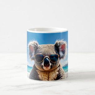 Koala on a sandy beach  coffee mug