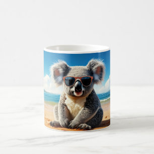 Koala on a sandy beach  coffee mug
