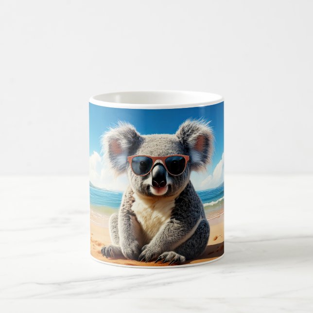 Koala on a sandy beach  coffee mug (Center)