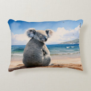 Koala on a sandy beach decorative cushion