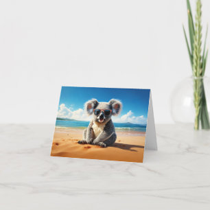 Koala on a sandy beach Merry Christmas Card