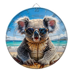 Koala on a sandy beach Merry Christmas Dartboard