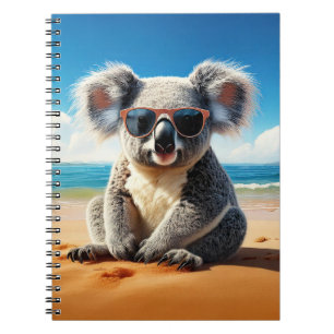 Koala on a sandy beach notebook