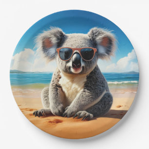 Koala on a sandy beach  paper plate
