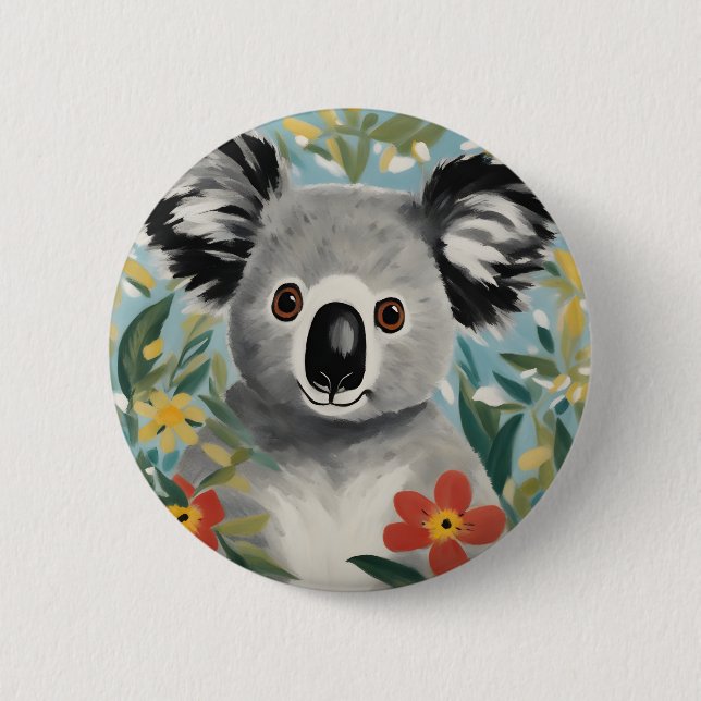 Koala Painting 6 Cm Round Badge (Front)